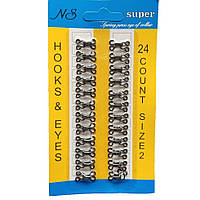 #2 гачки, застібки для одягу  чорні 24шт