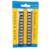 #3 гачки, застібки для одягу  чорні 24шт