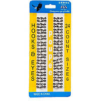 #6 гачки, застібки для одягу  чорні 24шт