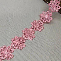 (1 м) Мереживо макраме  2,5 см (13 м) колір - рожевий (M10070-007)