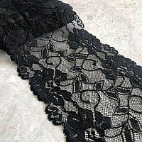 (1 метр) Мереживо гіпюр стрейч 14,5 см - чорне (15151)