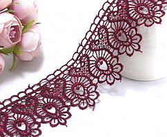 (1 метр) Мереживо макраме 4.5 см "АРФА" колір - бордовий