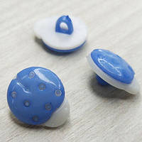 10 шт - Ґудзик дитячий 13х15 мм пластик "божа корівка" на ніжці - блакитний