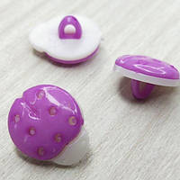 10 шт - Ґудзик дитячий 13х15 мм пластик "божа корівка" на ніжці - бузковий