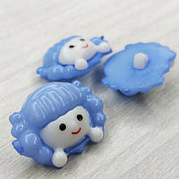 10 шт - Ґудзик на ніжці дитячий 22 мм пластик "Дівчинка" - волошкова