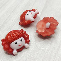 10 шт - Ґудзик на ніжці дитячий 22 мм пластик "Дівчинка" - червона