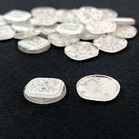 10 шт - Ґудзики сорочкові Ø-13 мм - біла зі сріблом