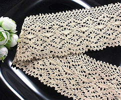 (1 метр) Натуральне мереживо льон (бавовна) 9,3 см, колір - бежевий (лен -2690)