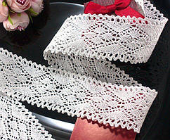 (1 метр) Мереживо натуральне бавовняне (льон) 4,5 см колір - білий (лен-3812)