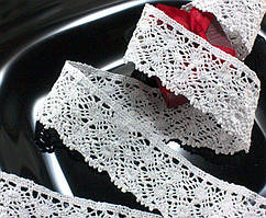 (1 метр) Натуральне бавовняне мереживо (льон) 4,5 см колір - білий (лен -2197)