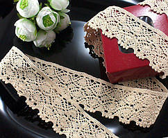 (1 метр) Натуральне мереживо льон (бавовна) 4,5 см колір - бежевий (лен -2196)