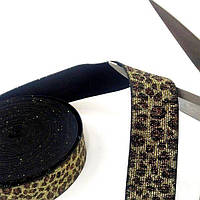 (1 метр) Резинка широка з люрексом - 3,5 см чорна + золота