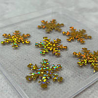 25мм Паєтка сніжинка 5г - золото голограма