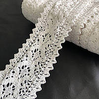 (1 метр) Бавовняне мереживо 7 см (льон) - Біле (М5160-1)