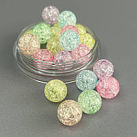 (20 гр) Акрилові намистини "Бите скло" 14 мм - МІКС