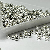 (20 грам) Намистини пластик Ø3мм - срібло хромоване