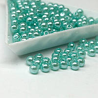 (20 грам) Намистини пластик  Ø4мм - бирюзовый перламутр
