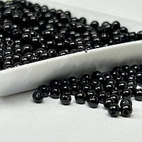 (20 грам) Намистини пластик  Ø4мм - чорний матовий