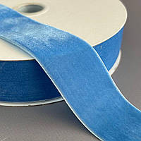 Оксамитова стрічка декоративна 4 см 22 м - блакитний