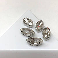 5 шт - Стрази в цапах 6х12 мм (скло) Човен, прозорий кристал