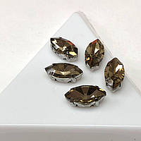 5 шт - Стрази в цапах 6х12 мм (скло) Човен, раухтопазовий