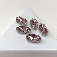 5 шт - Стрази в цапах 6х12 мм (скло) Човен, рожевий