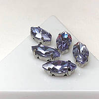 5 шт - Стрази в цапах 6х12 мм (скло) Човен, бузковий