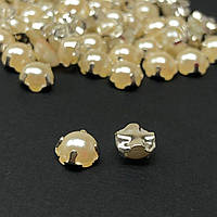 6 мм - Напівбусини в оправі, пришивні - 10г айворі