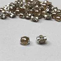 6 мм - Напівбусини в оправі, пришивні - 10г капучіно