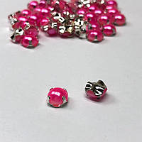 6 мм - Напівбусини в оправі, пришивні - 10г малиновий