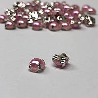 6 мм - Напівбусини в оправі, пришивні - 10г рожевий
