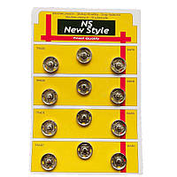 D=17мм, пришивні застібки-кнопки для одягу  12шт метал колір сірий