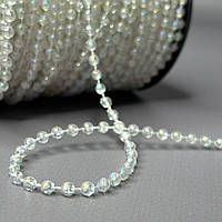 Намистини на нитці, Ø4мм - прозорий з покриттям АВ