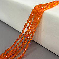 Намистини кришталеві рондель 4х3мм, нитка-130 шт, помаранчевий прозорий