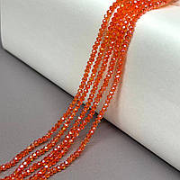 Намистини кришталеві рондель 4х3мм, нитка-130 шт, помаранчевий прозорий з АВ