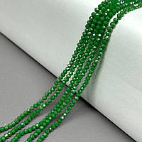 Намистини кришталеві рондель 4х3мм, нитка-130 шт, салатовий матовий з АВ