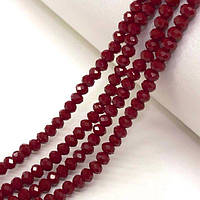 Намистини кришталеві рондель 4х3мм, нитка-135 од, бордовий матовий