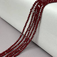 Намистини кришталеві рондель 4х3мм, нитка-135 од, бордовий матовий