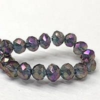 Намистини кришталеві рондель 4х3мм, нитка-135 од, димчастий прозорий з покриттям АВ