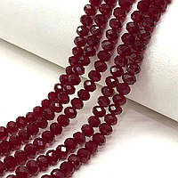 Намистини кришталеві рондель 8х6мм, нитка-60 шт, вишневий прозорий