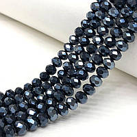 Намистини кришталеві рондель 8х6мм, нитка-60 шт, гематитовий матовий