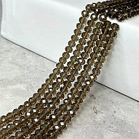 Намистини кришталеві рондель 8х6мм, нитка-60 шт, димчасто-сірий прозорий