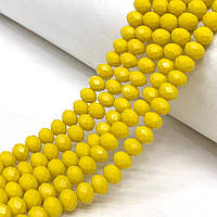 Намистини кришталеві рондель 8х6мм, нитка-60 од, жовтий матовий