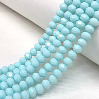 Намистини кришталеві рондель 8х6мм, нитка-60 од, світло-блакитний прозорий