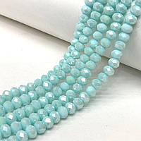 Намистини кришталеві рондель 8х6мм, нитка-60 од, светло-голубой матовый с покрытием АВ