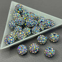 Намистини шамбала зі стразами 10 мм, - бузковий