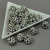 Намистини шамбала зі стразами 10 мм, - чорний