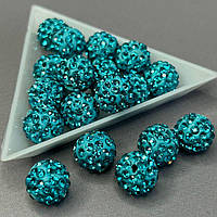 Намистини шамбала зі стразами 12 мм, - блакитний