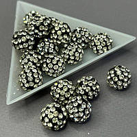 Намистини шамбала зі стразами 12 мм, - чорний