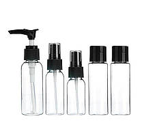 Дорожній набір ємностей для косметики 6в1, чорний